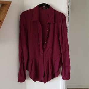 Burgandy blouse skull buttons LF